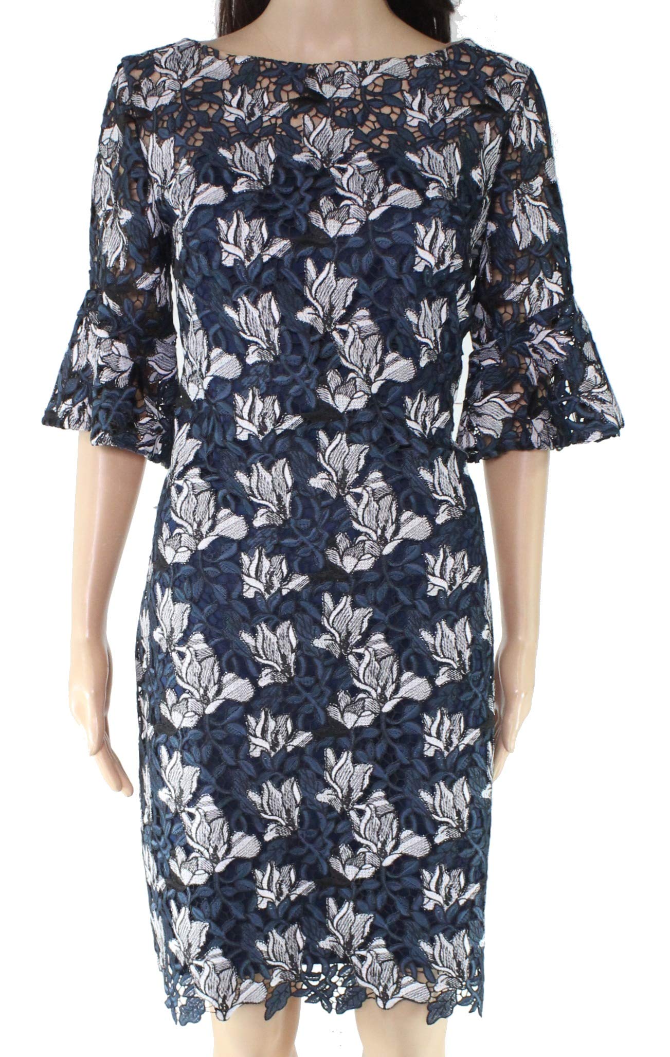 Lauren Ralph Lauren Women's Linny Lace Floral Print Cocktail Dress - Blue Size 16 | Elegant Party, Wedding Guest & Formal Occasion Wear