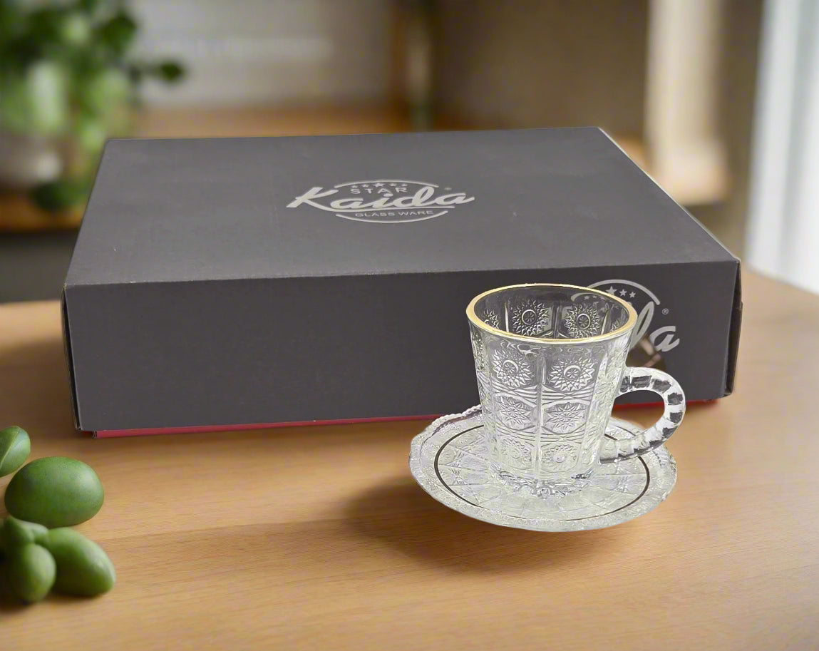6-Piece Elegant Tea Cup and Saucer Set - Porcelain Tea Cups with Saucers for Afternoon Tea, Coffee, or Gifts - Perfect for Home, Office, or Party Use