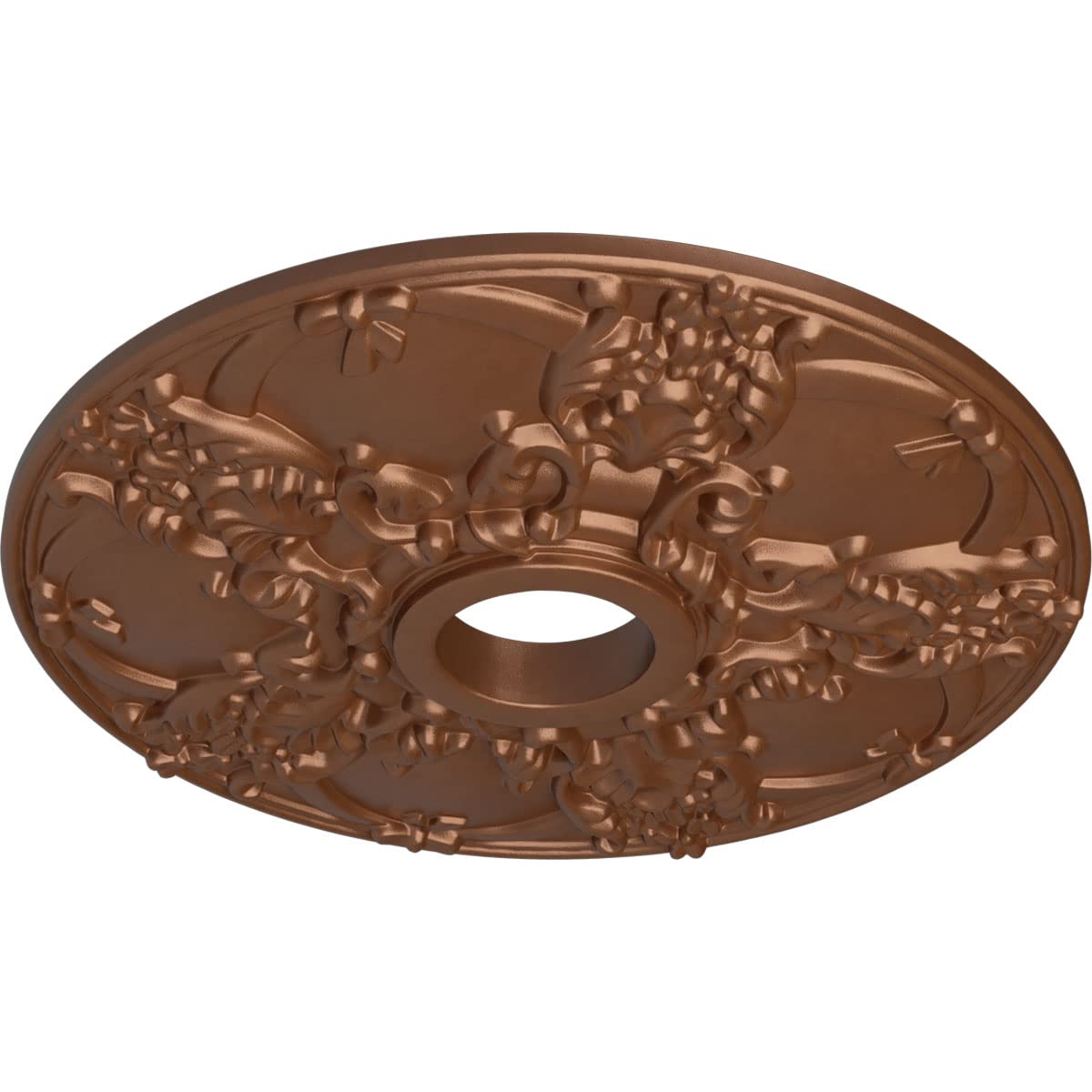 Ekena Millwork Norwich 18 Inch Ceiling Medallion - Hand-Painted Polished Copper Finish - 18