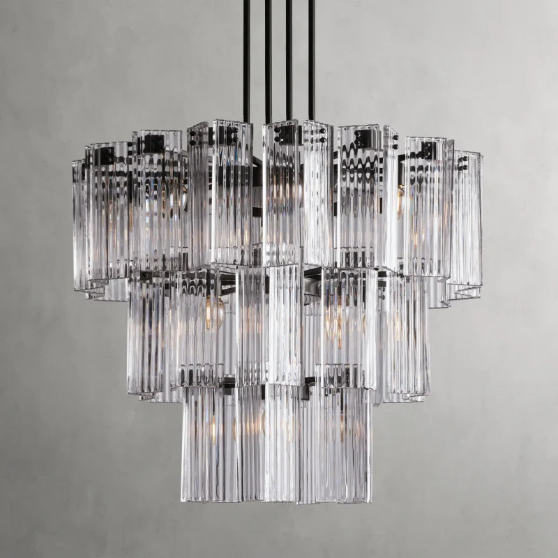 Delsie Round Chandelier - Modern Crystal Ceiling Light Fixture for Dining Room, Living Room & Bedroom | Elegant Lighting Decor for Home & Wedding