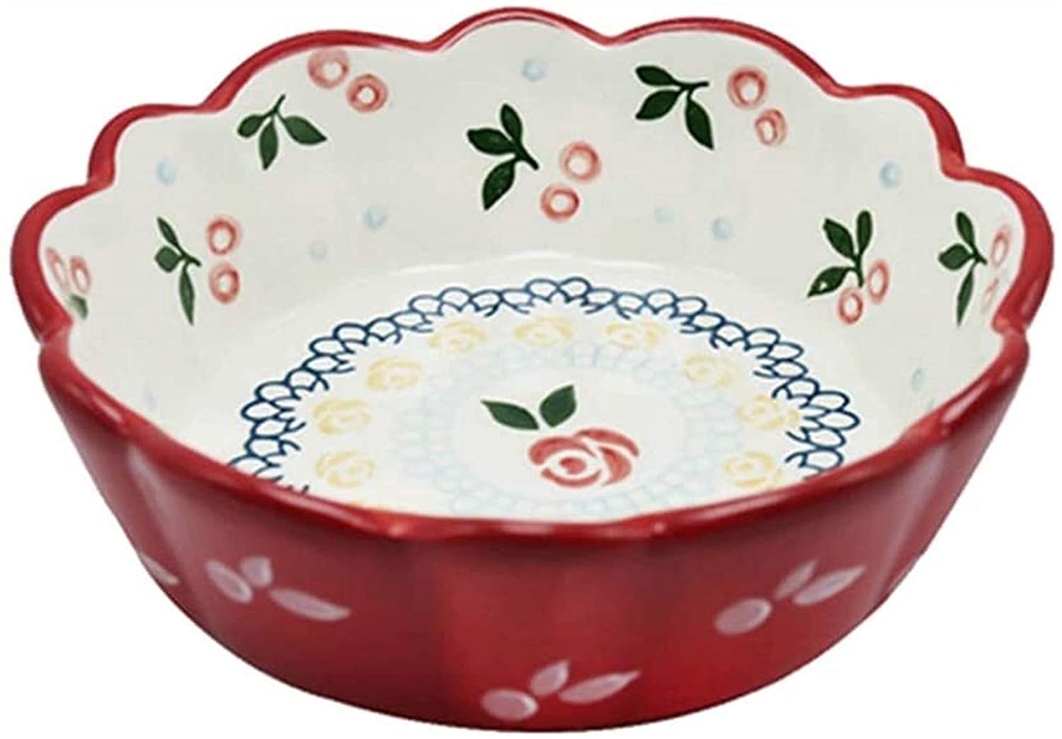 Hand Painted Ceramic Cherry Small Bowl - Multi-colored Salad, Rice, Snack Bowl for Home & Catering - Perfect for Desserts, Party Serving & Creative Kitchen Decor