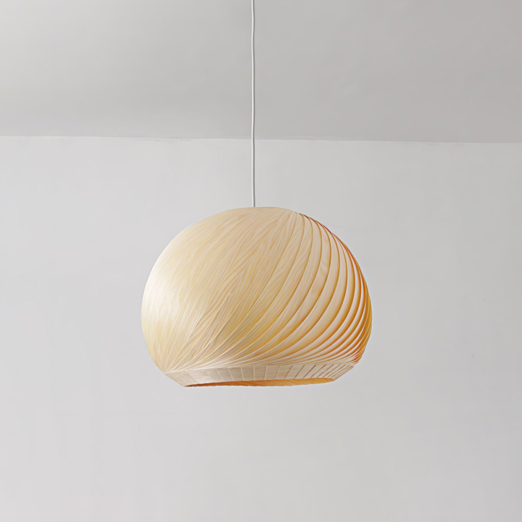 Aurora Whorl Wooden Pendant Light - Handcrafted Natural Wood Ceiling Lamp for Living Room, Bedroom, Dining Room & Kitchen Decor