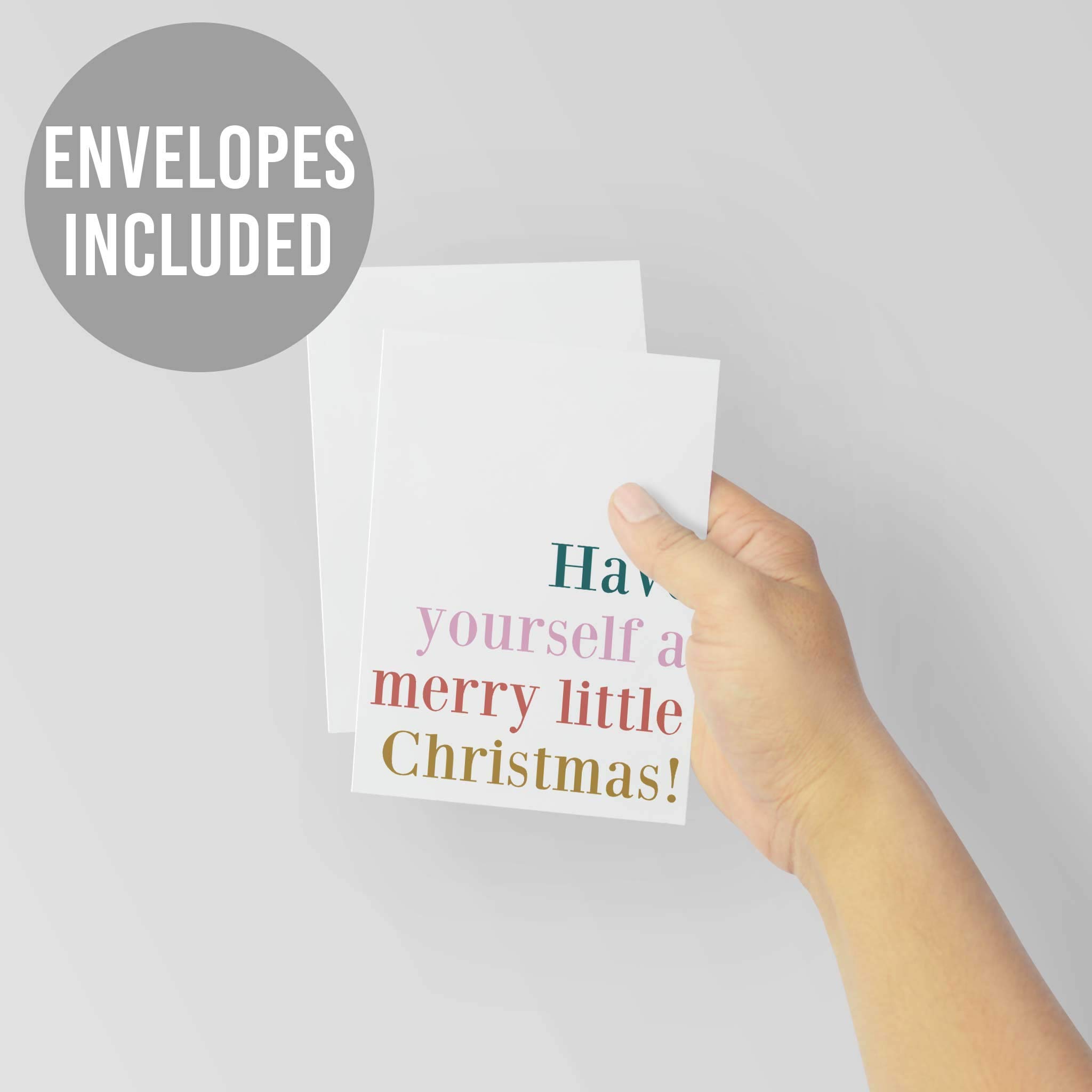 24 Premium Modern Christmas Cards with White Envelopes | Merry Little Christmas Design | Personalized Holiday Stationery Printed in USA | Perfect for Family Greetings, Office Gifts & Festive Correspondence