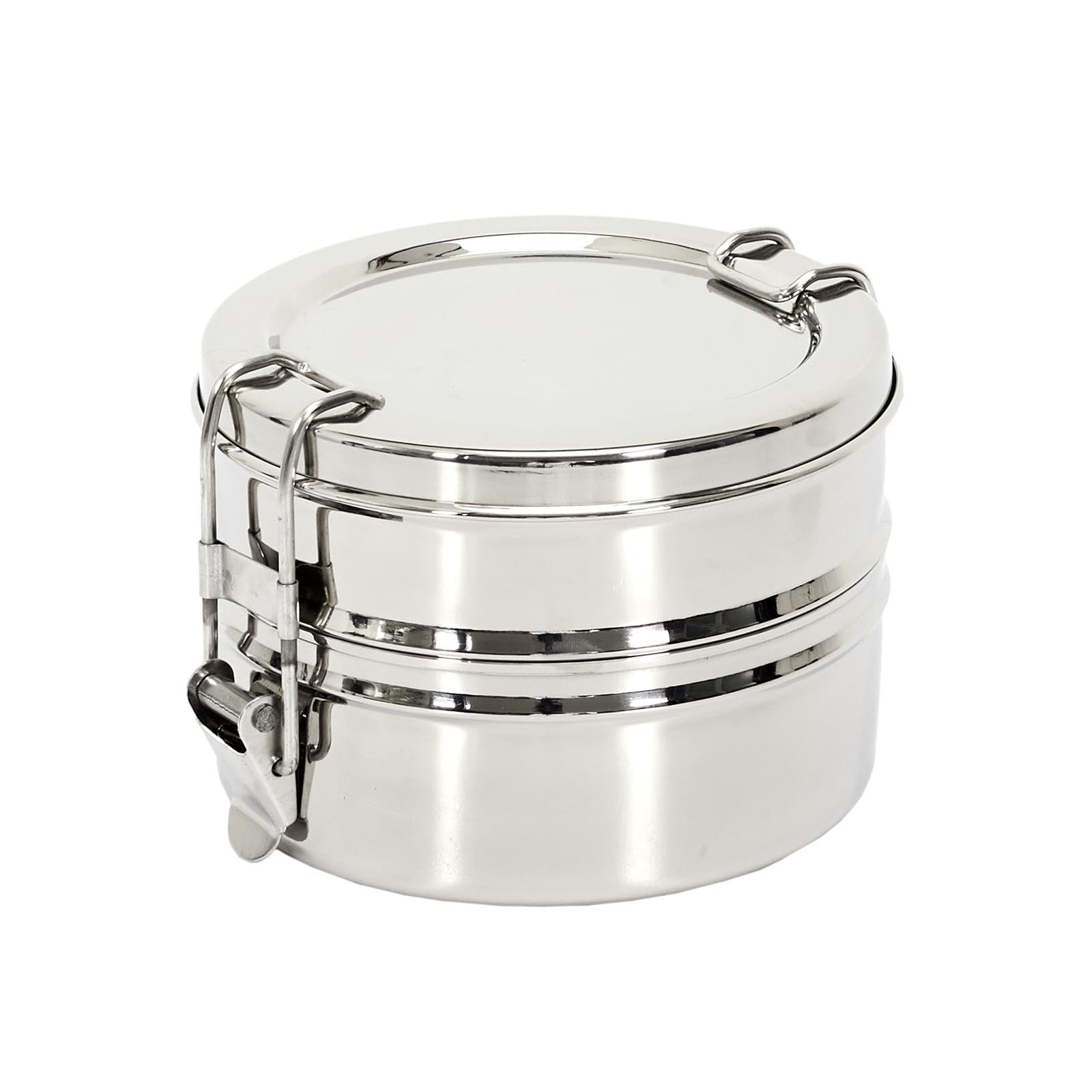 Stainless Steel Round Lunch Box 1400ml - Le Studio 41-1K-425 Insulated Food Container for Office, School & Picnics | Silver Color | BPA Free Meal Prep Container