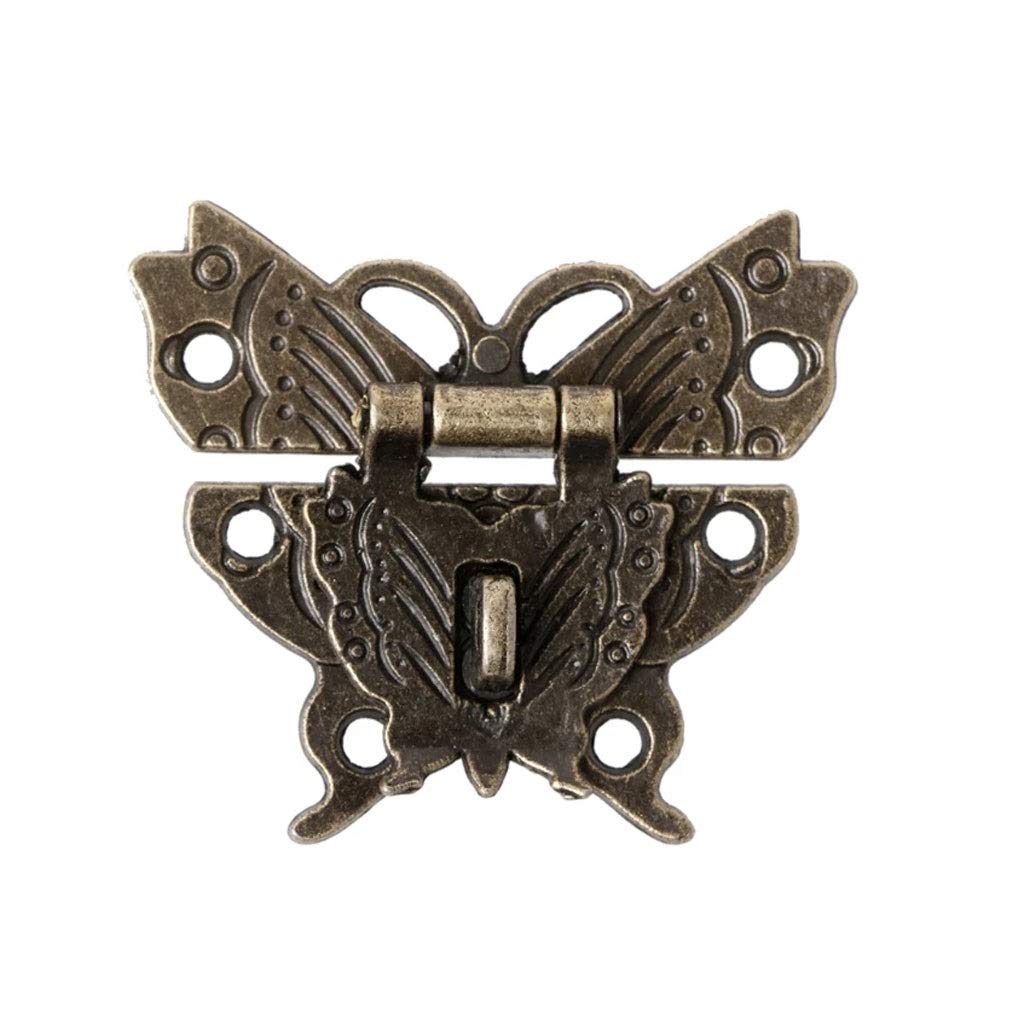 Vintage Butterfly Latch Hasp - Antique Wooden Box Lock with Brass Finish - Secure Chest Lock for Jewelry Boxes, Treasure Chests & Decorative Storage Cases - Perfect for Home Decor, Antique Collections & DIY Craft Projects