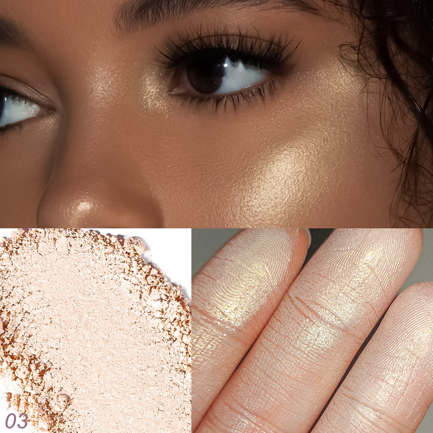 YOUNG VISION Baked Highlighter Powder Palette - Sheer Pearl Shimmer Face Highlighter Makeup, Highly Pigmented Illuminating Powder for Cheekbones & Contour (0.19 Oz) | Perfect for Everyday Glow & Special Occasion Makeup