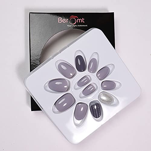 Beromt 12-Piece Flower Animal Print False Nails Set with Long-Lasting Nail Glue - Natural Size Artificial Nails for Women - Perfect for Parties, Weddings & Everyday Wear - BFN544CN