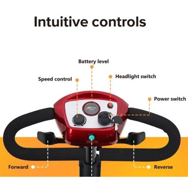 Metro Mobility M1 4 Wheel Electric Mobility Scooter for Adults & Seniors - Lightweight Foldable Design for Indoor & Outdoor Use, Travel, Shopping & Daily Activities