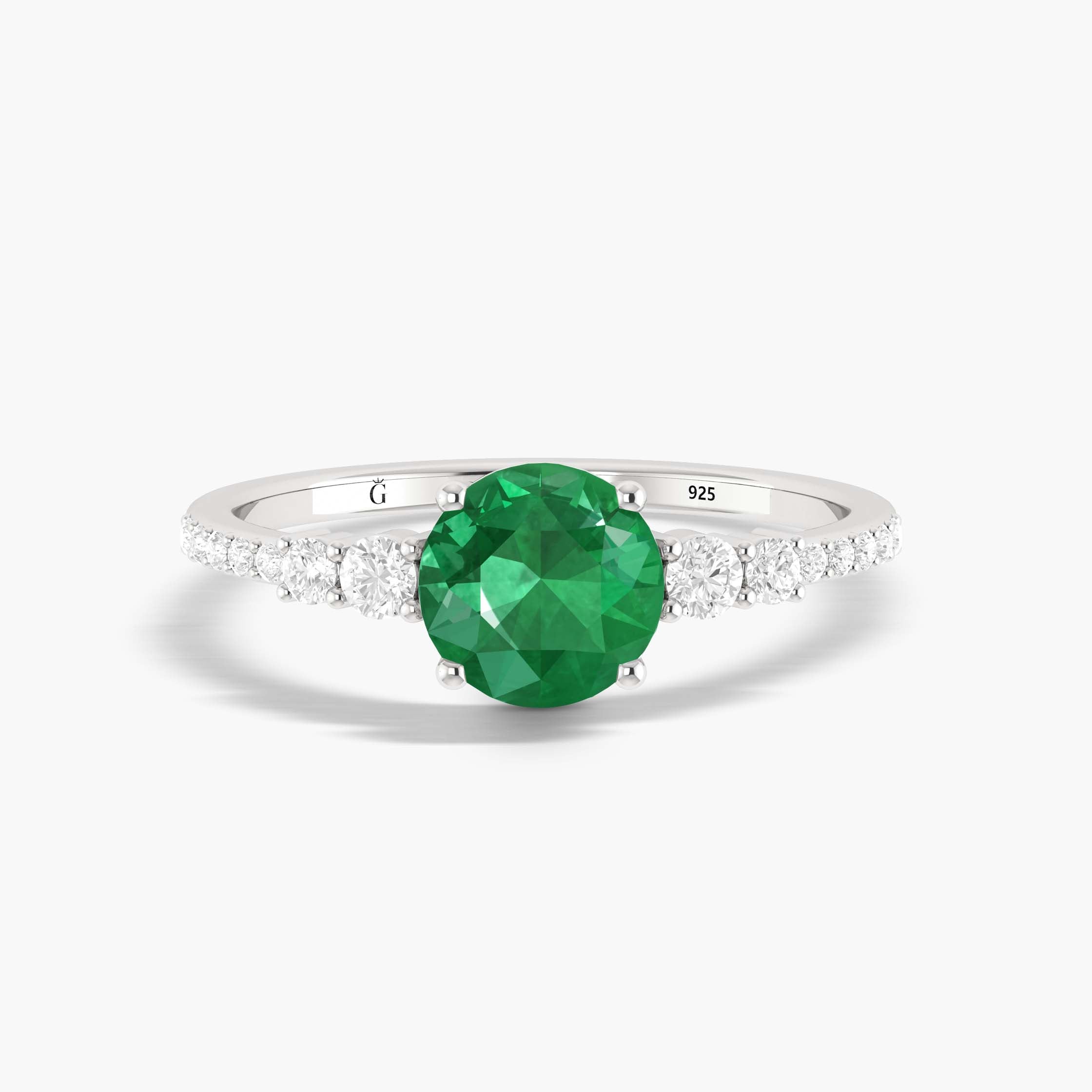 Lab Grown 6MM Round Emerald Ring - Eco-Friendly & Ethical Engagement Jewelry for Women, Wedding, Anniversary & Special Occasion Gifts