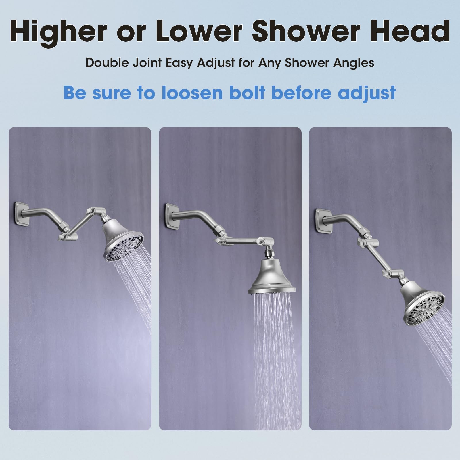 Adjustable 4 Inch Shower Head Extension Arm - Solid Brass Universal Shower Arm Extender with Anti-Leak Design for Rain & Handheld Showerheads (Brushed Nickel) - Perfect for Bathroom Renovation & Spa-Like Shower Experience