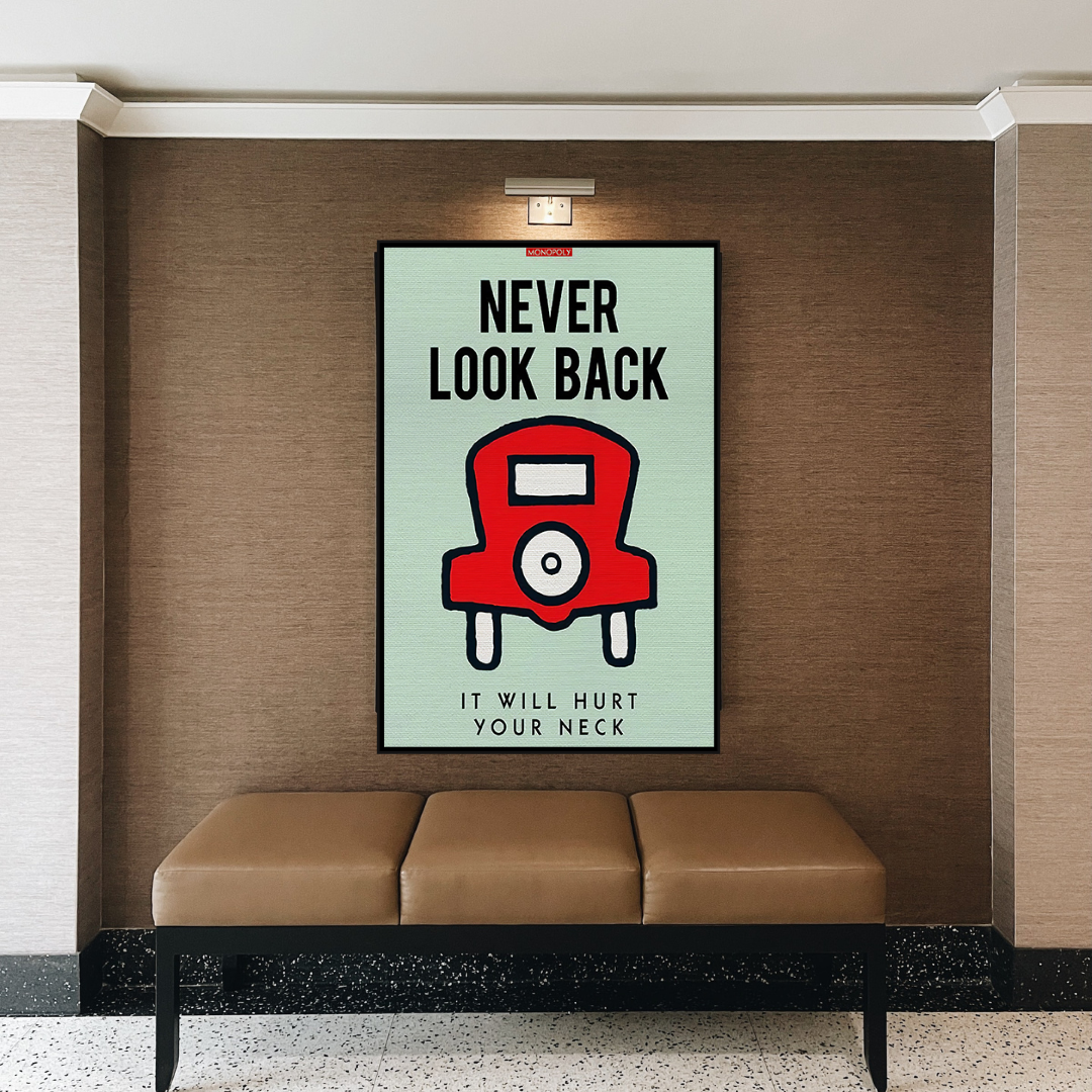 Alec Monopoly Never Look Back Playing Cards Canvas Wall Art - Pop Art Home Decor for Living Room, Bedroom & Office