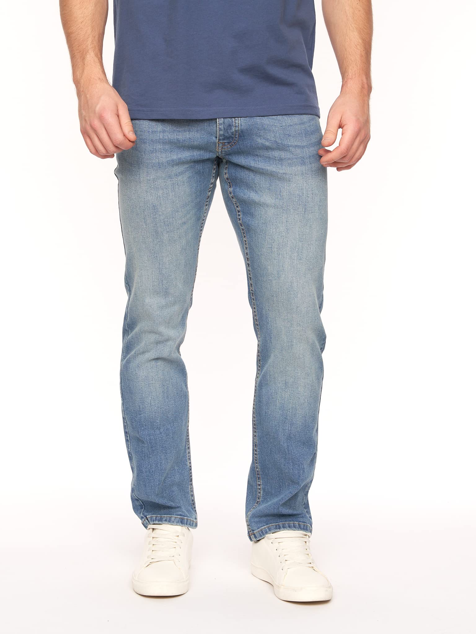 **Kandor Men's Stretch Denim Jeans - Regular Fit Straight Leg Cotton Pants for Men | Classic Black, Dark Blue, Mid Blue & Light Blue Washes | Casual, Work & Everyday Wear**