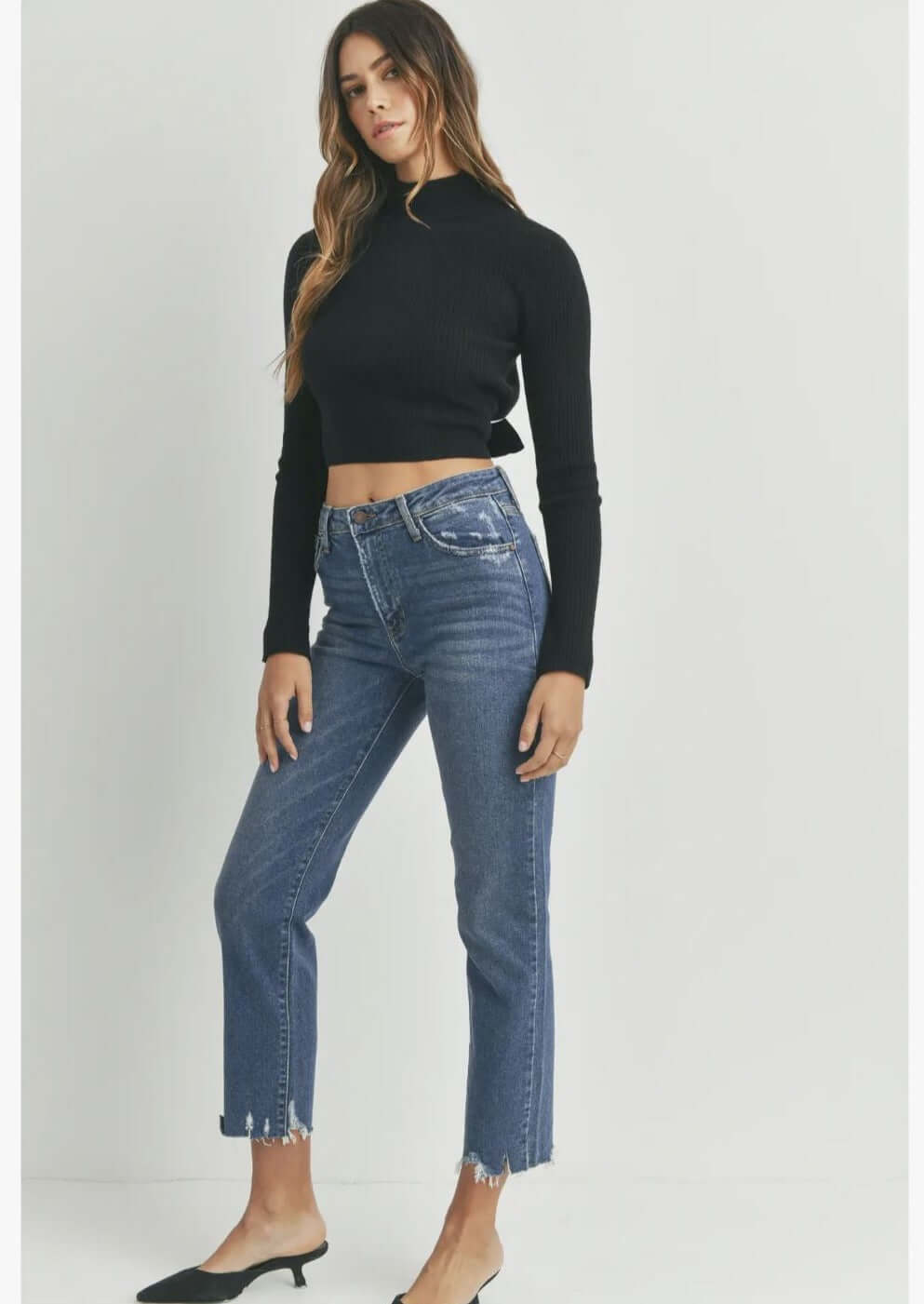 Distressed Cropped Denim Jeans for Women - Vintage Washed High Waisted Skinny Jeans - Made in USA - Perfect for Casual Outfits, Street Style & Date Nights