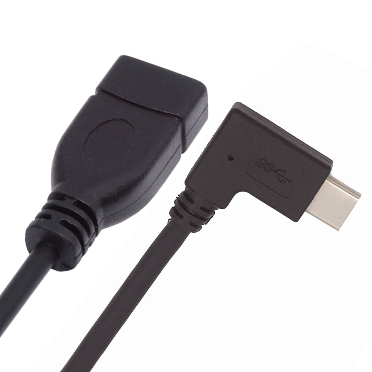 USB-C to USB-A OTG Adapter Cable - 90 Degree Right Angle USB 3.1 Type C Male to A Female Converter - 20cm Short Data Sync Charging Cord for Smartphones, Tablets, Laptops - Perfect for Travel, Office & Home Use
