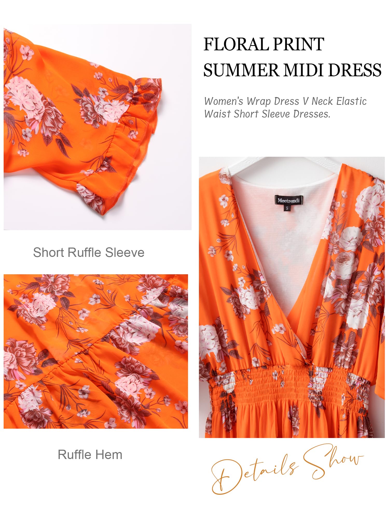 Floral Midi Dress for Women 2025 | A-Line Chiffon Boho Summer Dress with Short Sleeves | Perfect for Beach Vacations, Casual Outings & Summer Parties