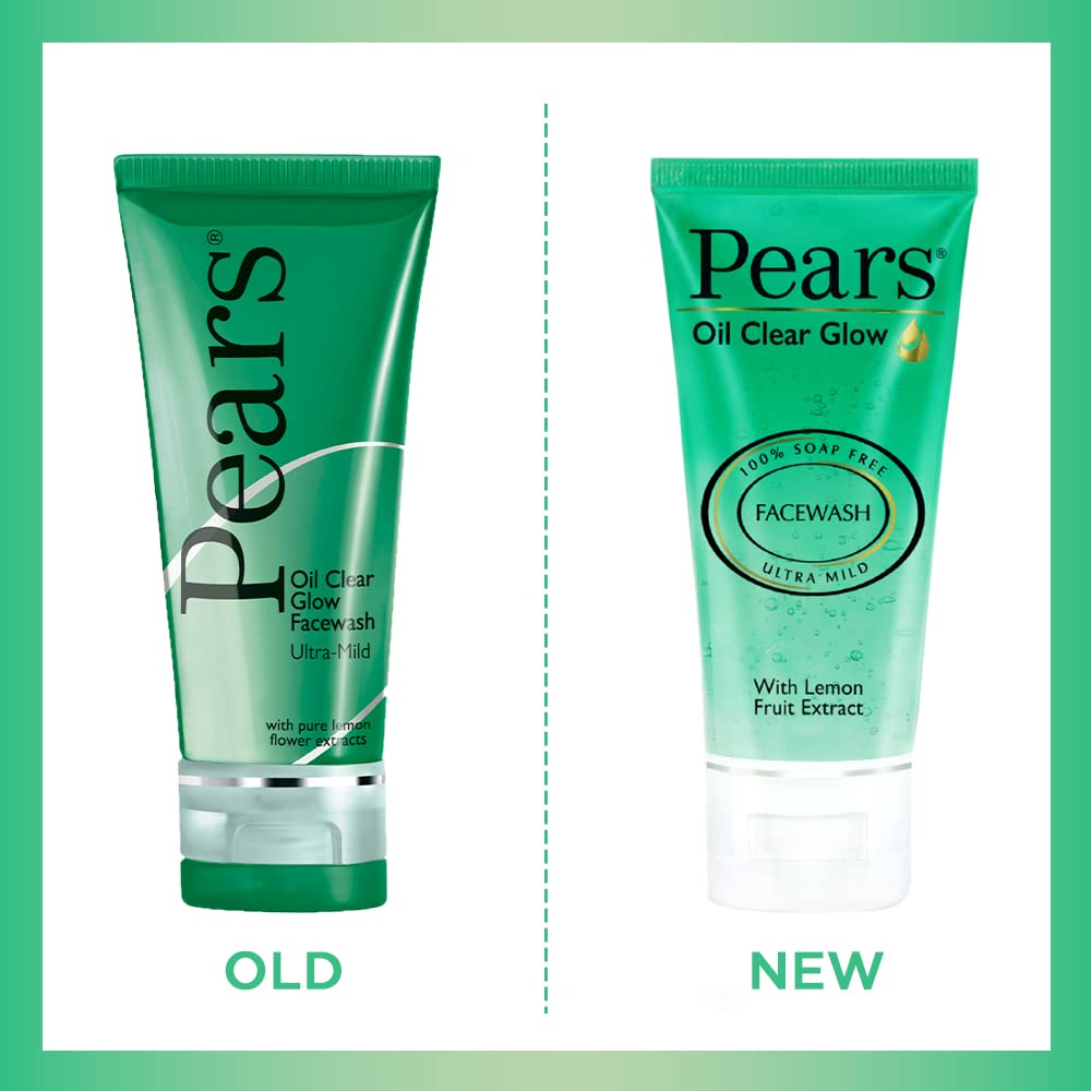 Pears Oil Clear Glow Face Wash for Oily & Acne-Prone Skin - 60gm Gentle Cleanser with Natural Ingredients - Perfect for Daily Skincare Routine & Travel