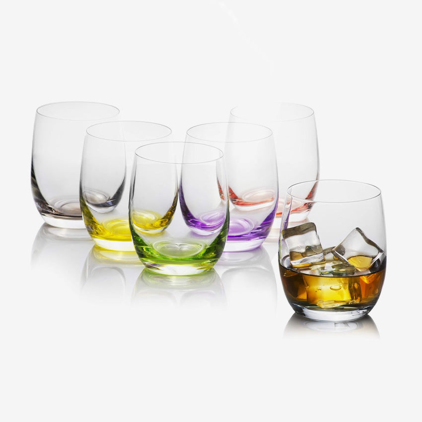 Bohemian Rainbow Tumbler Set of 6 - Colorful Glass Cups for Juice, Cocktails & Iced Coffee - Perfect for Parties, Home Decor & Gift Giving