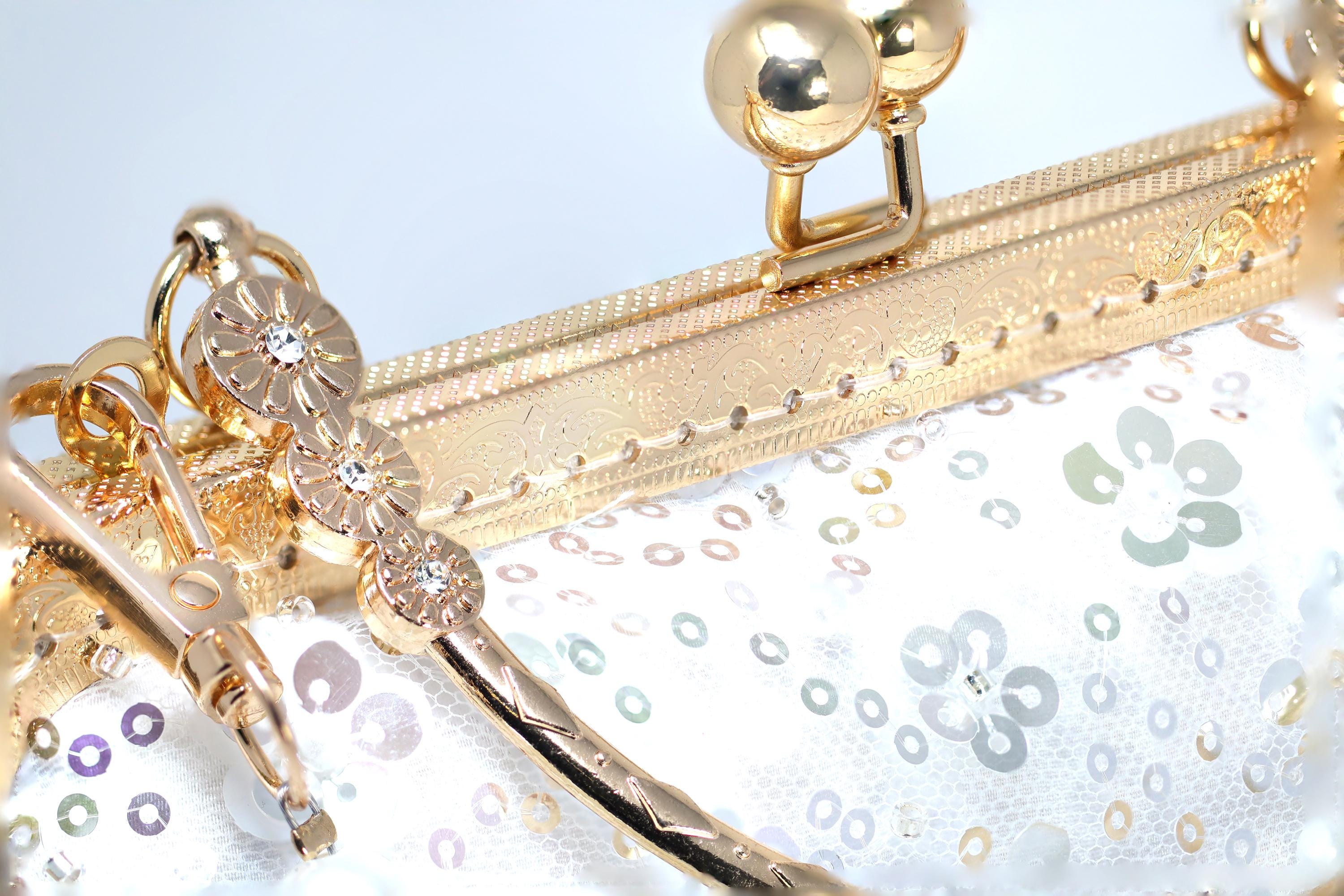 Elegant Faux Pearl Embroidered Wedding Clutch - Shimmering Floral Bouquet Bridal Purse for Evening & Special Occasions | Crossbody Bag, Statement Accessory for Brides & Bridesmaids