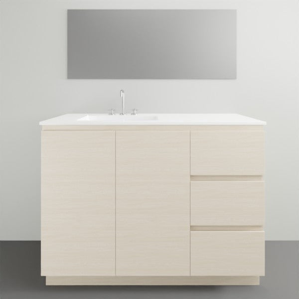 ADP Glacier Lite Door and Drawer Trio Vanity Set with Ceramic Top - Modern Bathroom Storage Solution for Small Spaces, Perfect for Powder Rooms & Guest Baths