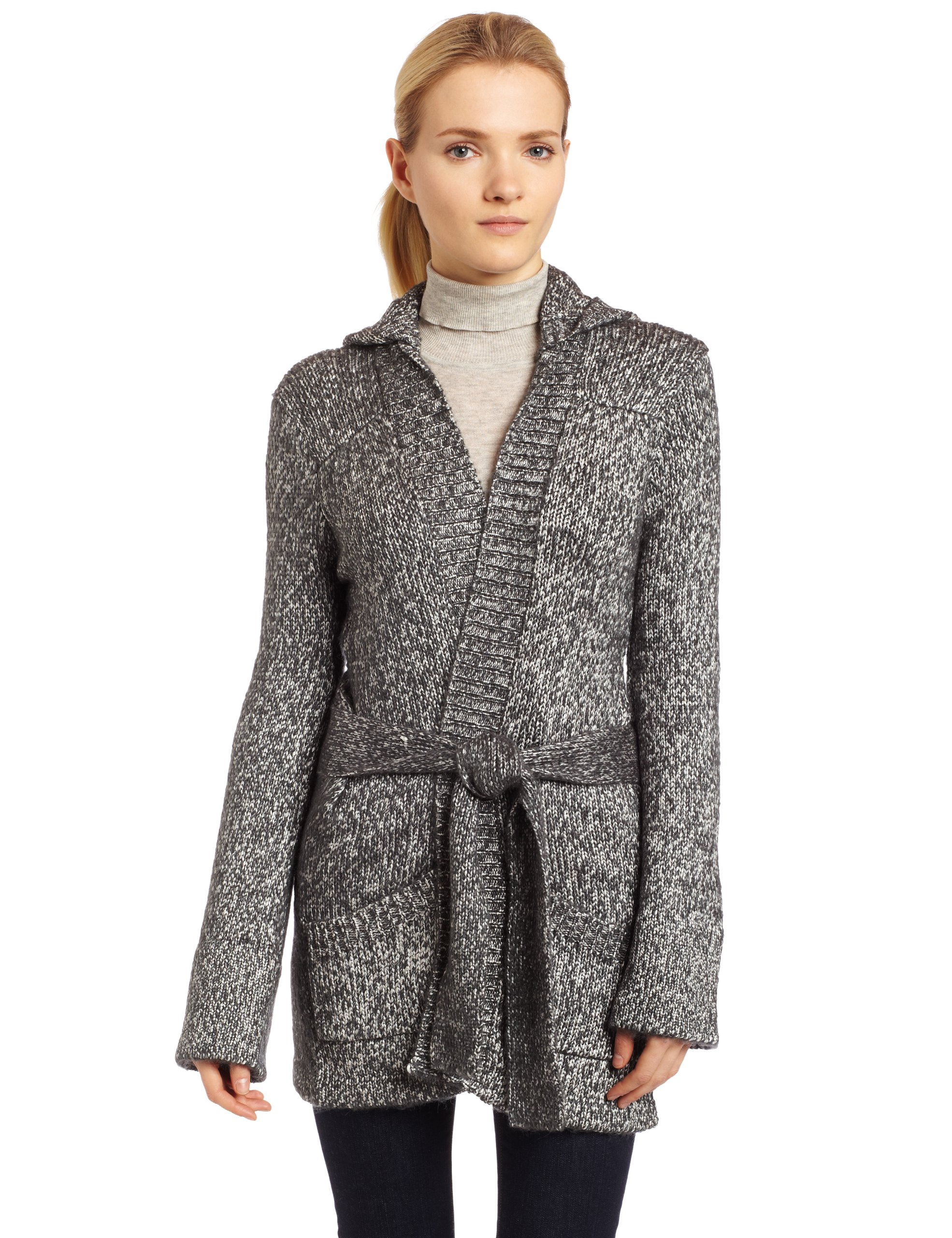 525 America Women's Tweed Belted Wrap Sweater - Cozy Knit Cardigan for Fall & Winter - Perfect for Office, Date Night & Casual Outings