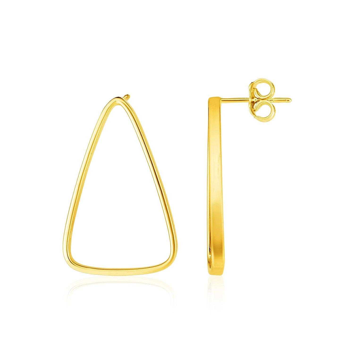 14K Yellow Gold Polished Open Triangle Post Earrings for Women - Minimalist Geometric Stud Earrings for Everyday Wear, Gift Giving & Special Occasions