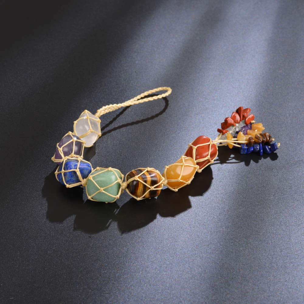 7 Chakra Healing Crystals Feng Shui Hanging Ornament - Car & Home Decor for Meditation, Window & Party Decoration - Enhance Positive Energy & Relaxation in Office, Bedroom or Yoga Space