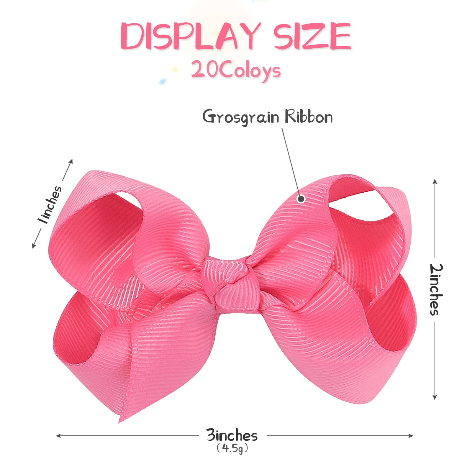 50PCS 3 Inch Hair Bows for Girls - Grosgrain Ribbon Hair Clips with Alligator Clips for Toddlers, Baby Girls, Kids & Teens - Perfect for Parties, School, Holidays & Everyday Wear