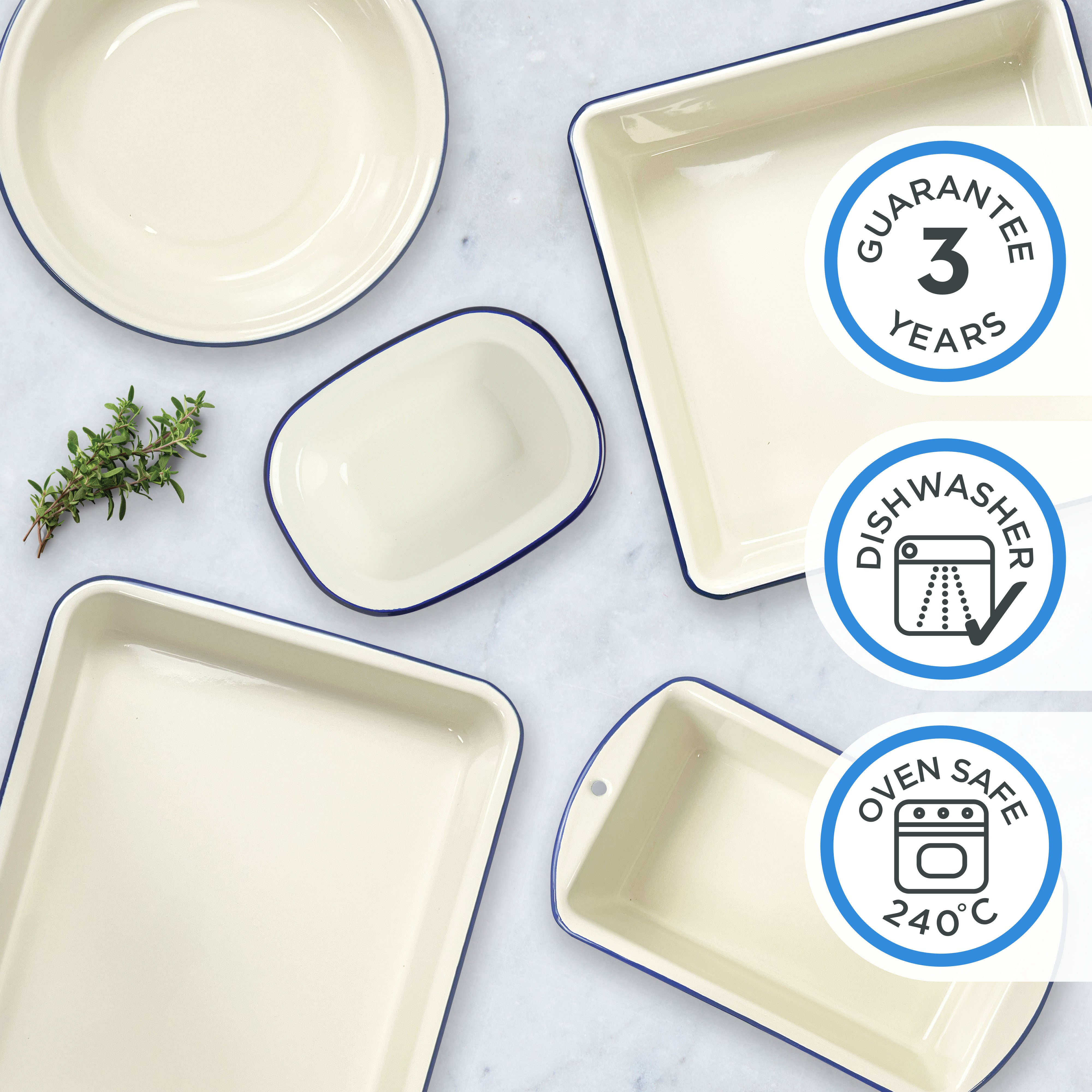 Premium Enamel Oblong Pie Dish 1L - Durable Baking Pan for Apple Pies, Quiches & Casseroles - Perfect for Thanksgiving, Christmas & Family Gatherings