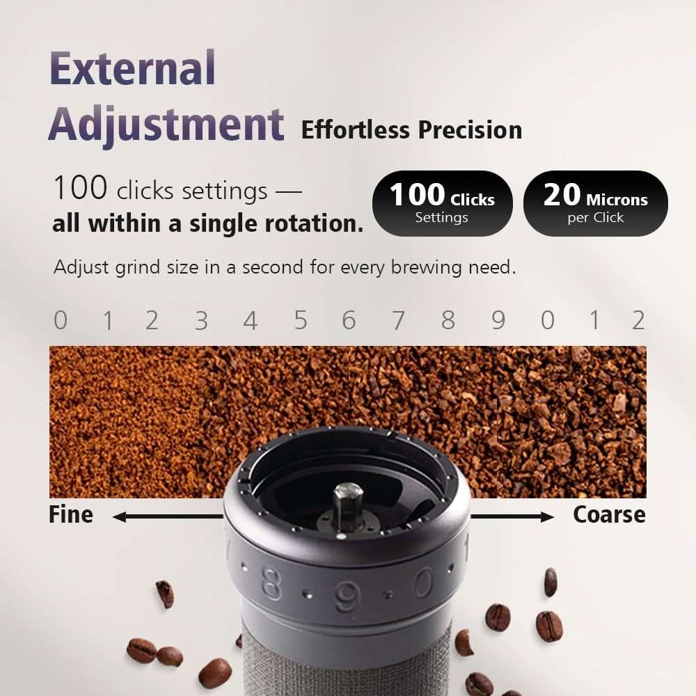 1Zpresso K-Ultra Manual Coffee Grinder - Premium Stainless Steel Conical Burr, Foldable Handle, Numerical Adjustable Settings with Carrying Case - Perfect for Espresso, French Press, Pour Over & Travel Coffee Brewing