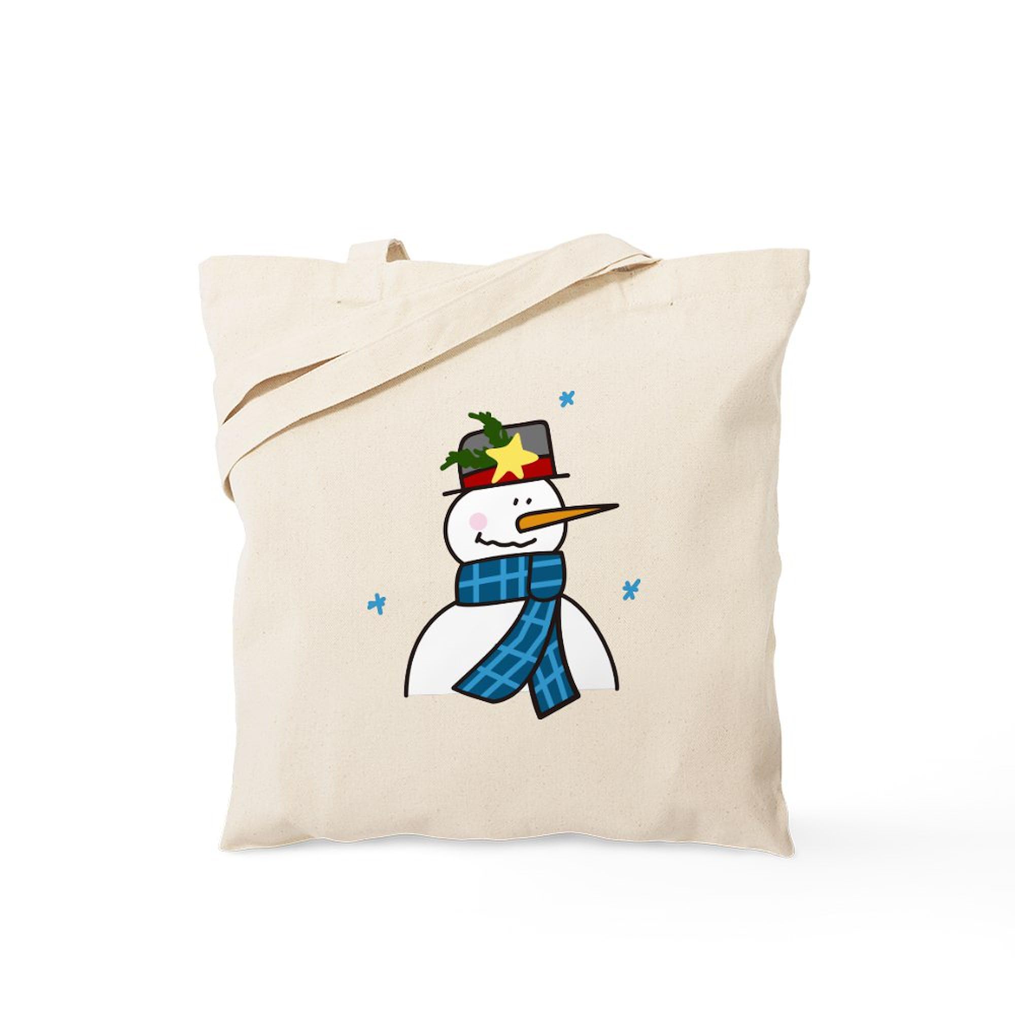 Winter Snowman Tote Bag - Natural Canvas Reusable Shopping Bag for Groceries, Beach & Holiday Gifts | Eco-Friendly & Durable