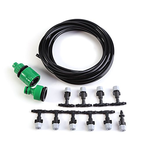 Acouto 5M Drip Watering Kit - Garden Micro Irrigation System with Misting Nozzle for Greenhouse, Patio & Outdoor Cooling | Perfect for Drip Irrigation, Plant Humidification & Summer Heat Relief