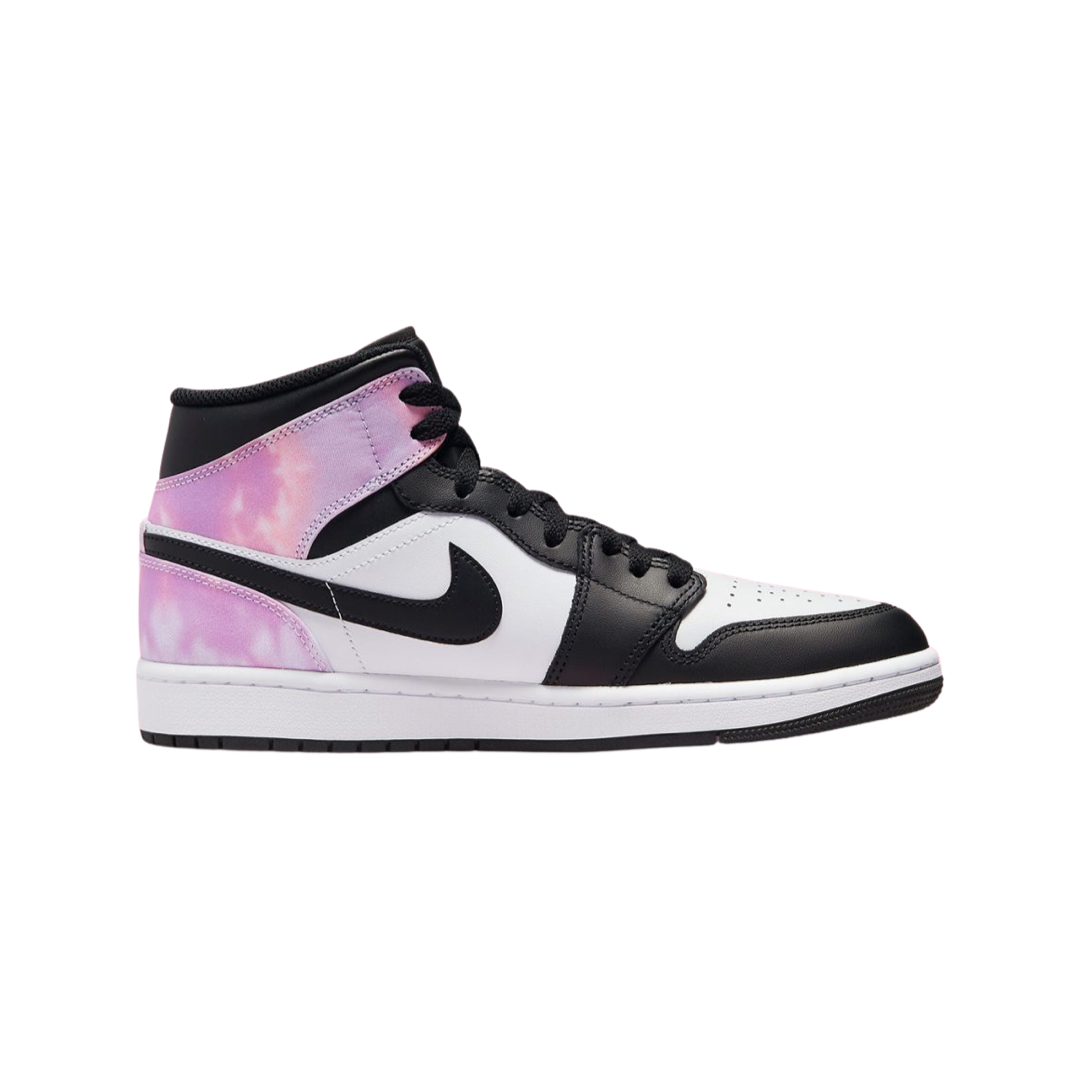 Air Jordan 1 Mid GS Sneakers - Zen Master Tie Dye Bleached Coral White Basketball Shoes for Girls - Perfect for School, Sports & Streetwear Fashion
