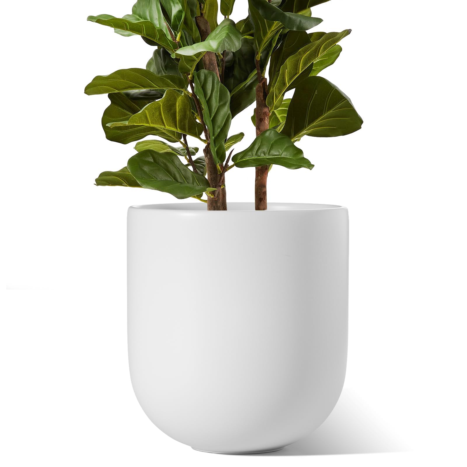 LE TAUCI 12 Inch Ceramic Plant Pots with Drainage Hole - Large Indoor Planters for Home, Garden, Office & Patio - White Flower Pots with Rubber Plug for Succulents, Herbs & Houseplants - Perfect for Living Room Decor, Balcony Gardening & Workspace Greenery