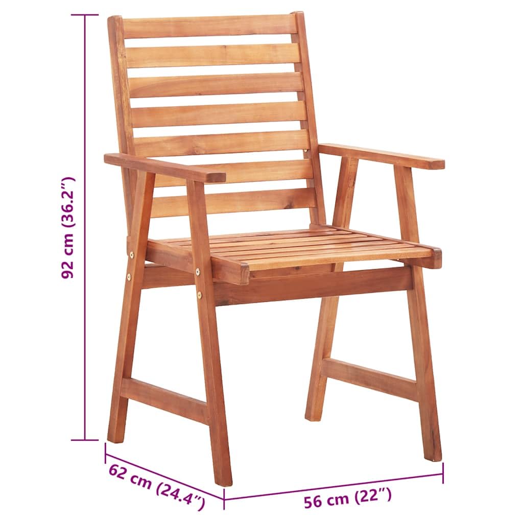 vidaXL 3-Piece Solid Acacia Wood Patio Dining Chairs Set with Waterproof Anthracite Cushions - Rustic Slatted Design Outdoor Furniture for Garden, Deck, Poolside & Backyard Relaxation