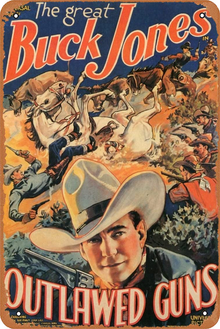 Vintage Metal Tin Sign - Outlawed Guns Movie Poster - 8x12in Wall Decor for Home & Bar