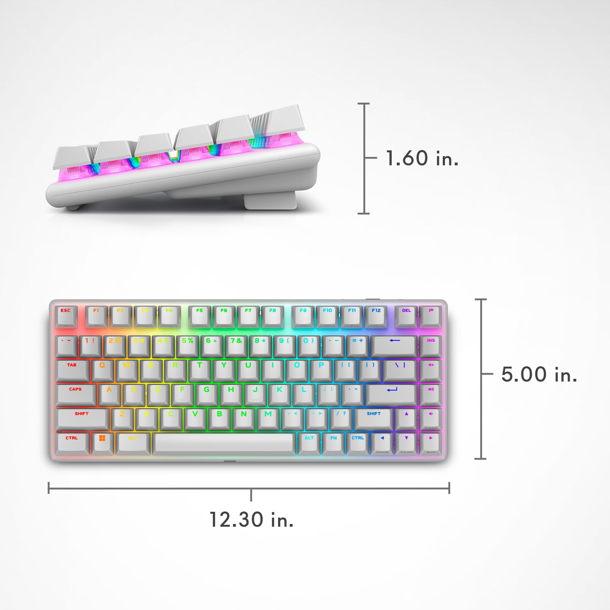 Alienware Pro Wireless Gaming Keyboard - Bluetooth 5.1, 2.4GHz RF, Linear Mechanical Switches, Hot-Swappable, Tri-Mode Connectivity, Adjustable Height (Lunar Light) - Perfect for PC Gaming, Streaming & Office Work