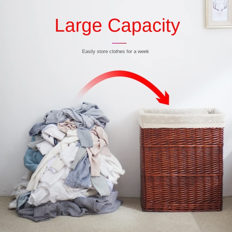SHQ Rattan Laundry Basket with Lid - Woven Clothes Hamper for Dirty Clothes Storage, Household Organization & Toy Frame - Clear | Perfect for Bedroom, Bathroom & Laundry Room Organization