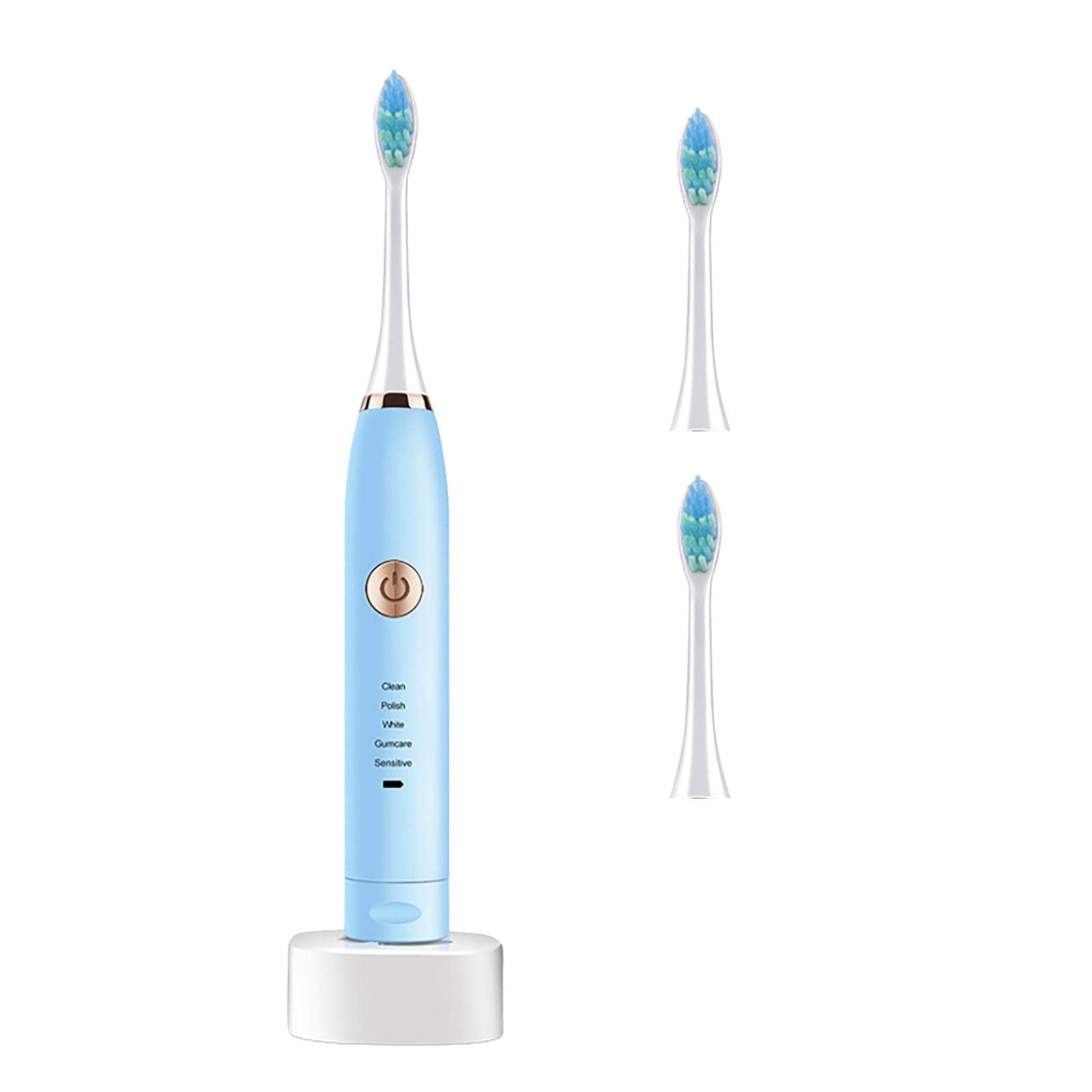 Sonic Electric Toothbrush for Adults - USB Rechargeable Waterproof Toothbrush with 5 Cleaning Modes, 2 Replacement Brush Heads & Smart Timer - Travel-Friendly Vibrating Toothbrush with Case (Blue) | Perfect for Home, Travel & Daily Oral Care Routine