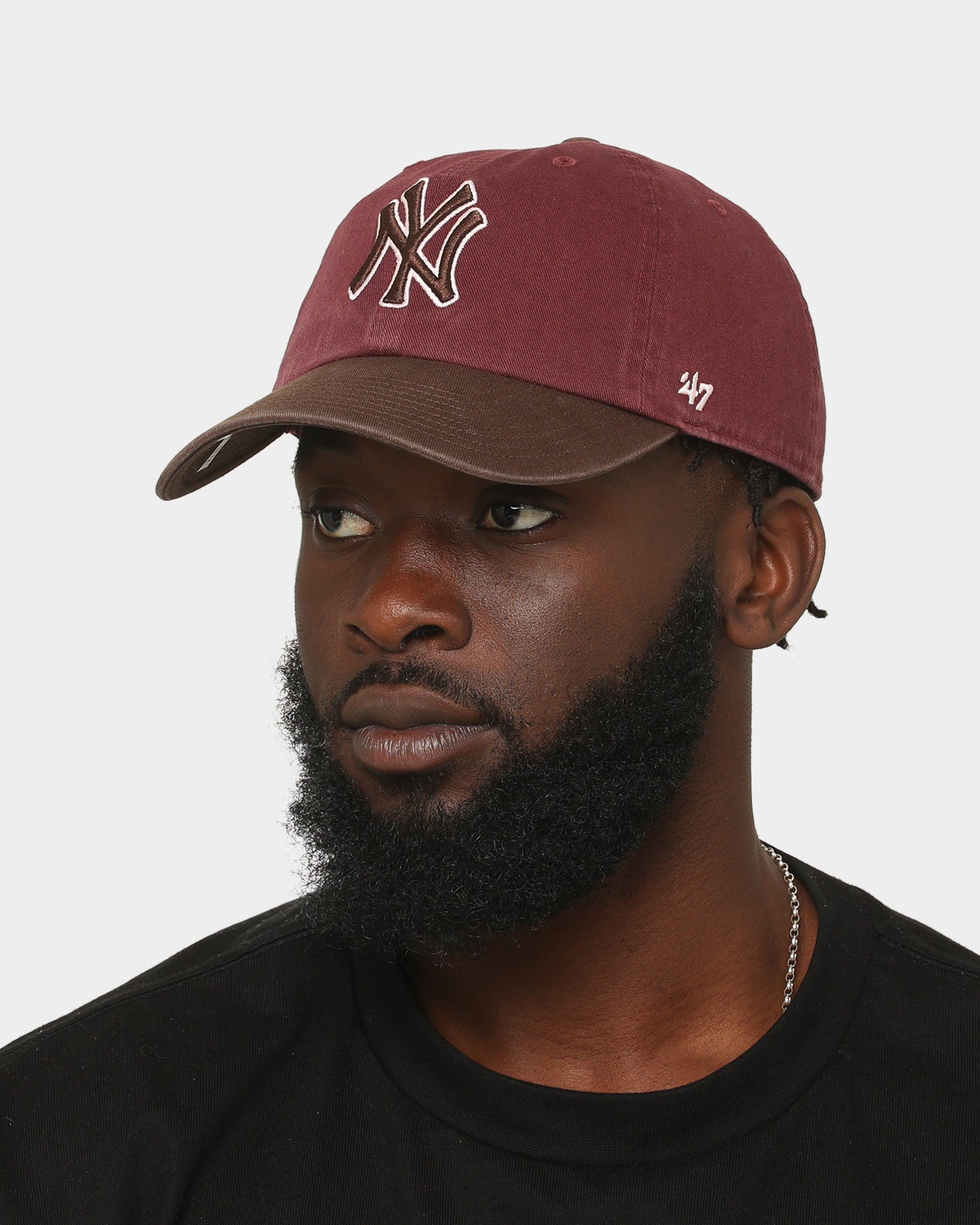 47 Brand New York Yankees 'Bacon Me Crazy' Snapback Hat - Dark Maroon/Brown Adjustable Strapback Cap for Baseball Fans & Streetwear Fashion