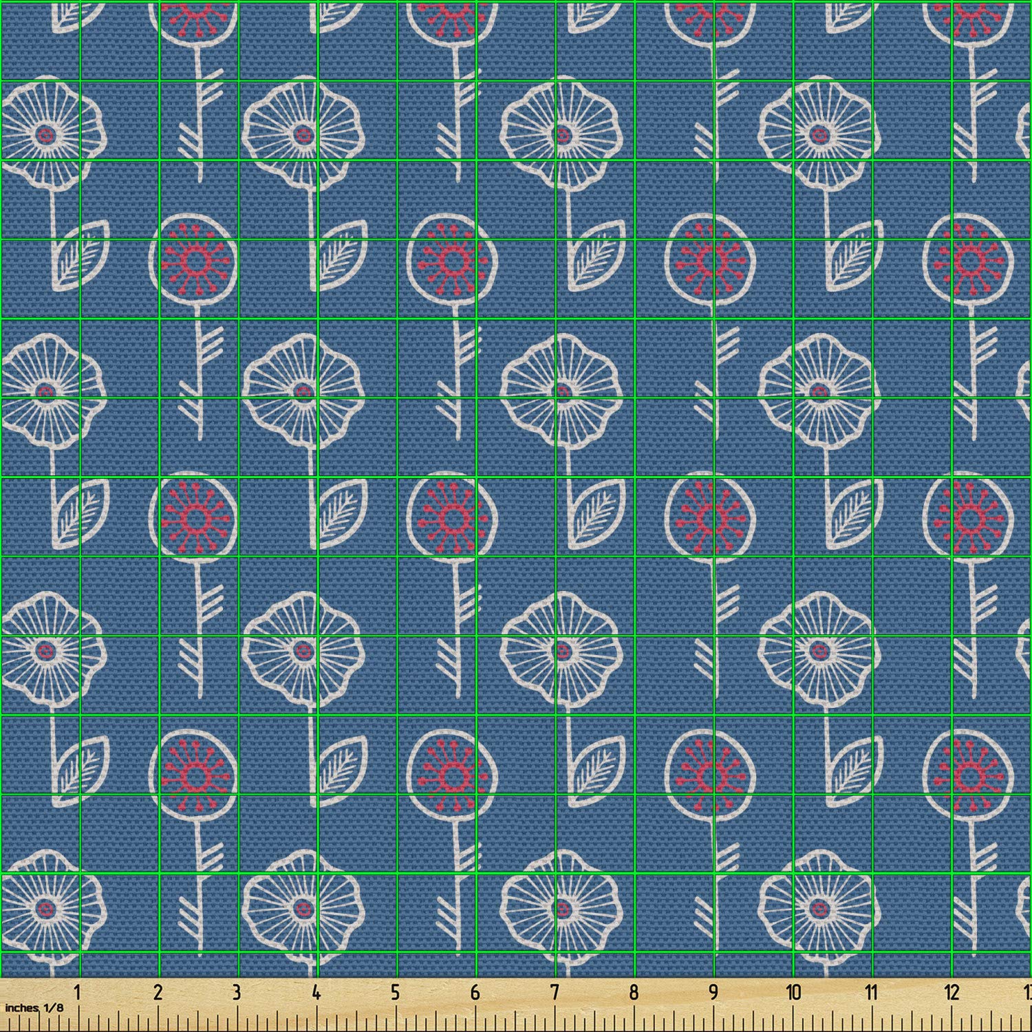 Ambesonne Floral Fabric by The Yard - Continuous Hand Drawn Flowers Doodle Meadow Blossoms Design - Decorative Upholstery Fabric for Sofa, Curtains, Pillows - 10 Yards Hot Pink & Dark Turquoise - Perfect for Home Decor, DIY Crafts and Sewing Projects