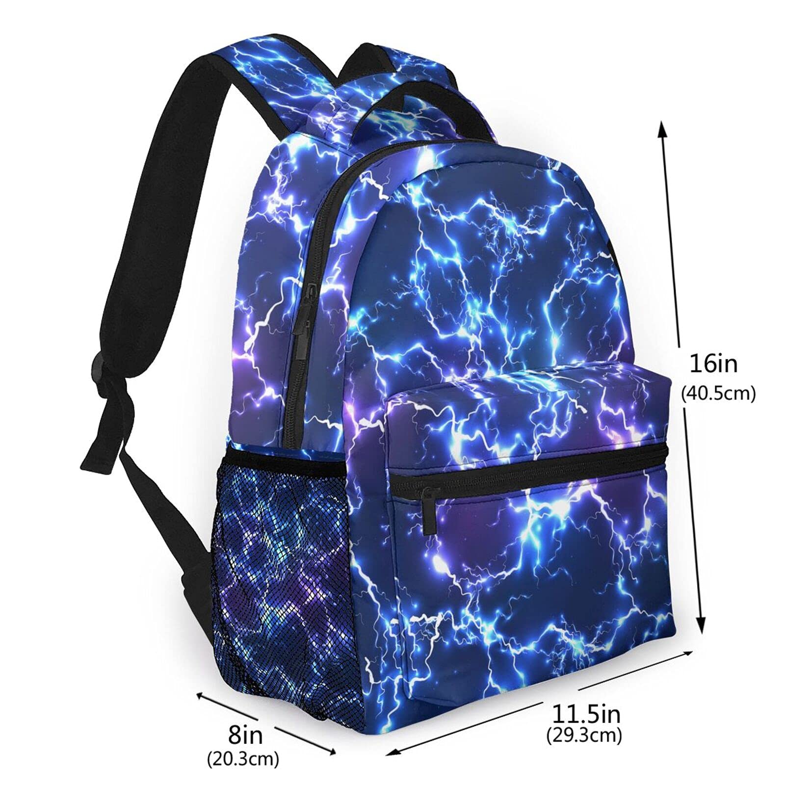 Abstract Blue Lightning Backpack - 16 Inch Laptop Bag for Teens & Adults, Water-Resistant School Bookbag & Casual Daypack - Perfect for College, Travel & Everyday Use