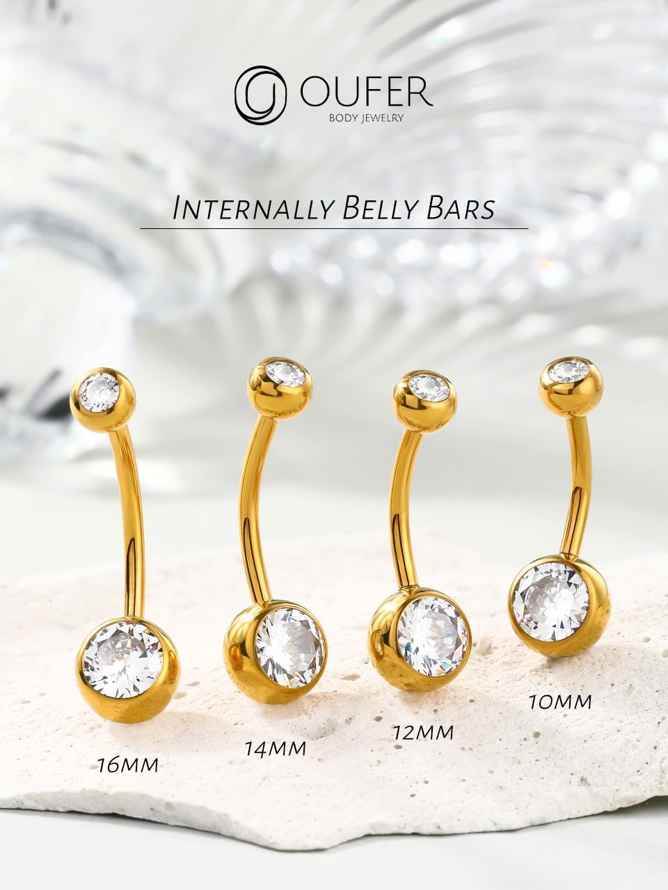 316L Surgical Steel Belly Button Rings - 14G Internally Threaded Navel Piercing Jewelry for Women & Men | Hypoallergenic Gold Belly Rings for Everyday Wear, Parties & Beach Outfits