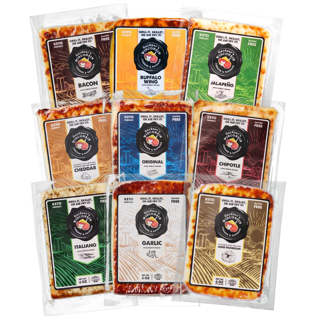 Gardner's Wisconsin Artisan Oven-Baked Cheese (9-Pack Bundle) – Handcrafted in Wisconsin | Perfect for Holiday Gifts, Grilling, BBQs & Festive Gatherings | Great for Charcuterie Boards, Wine Pairings & Party Appetizers
