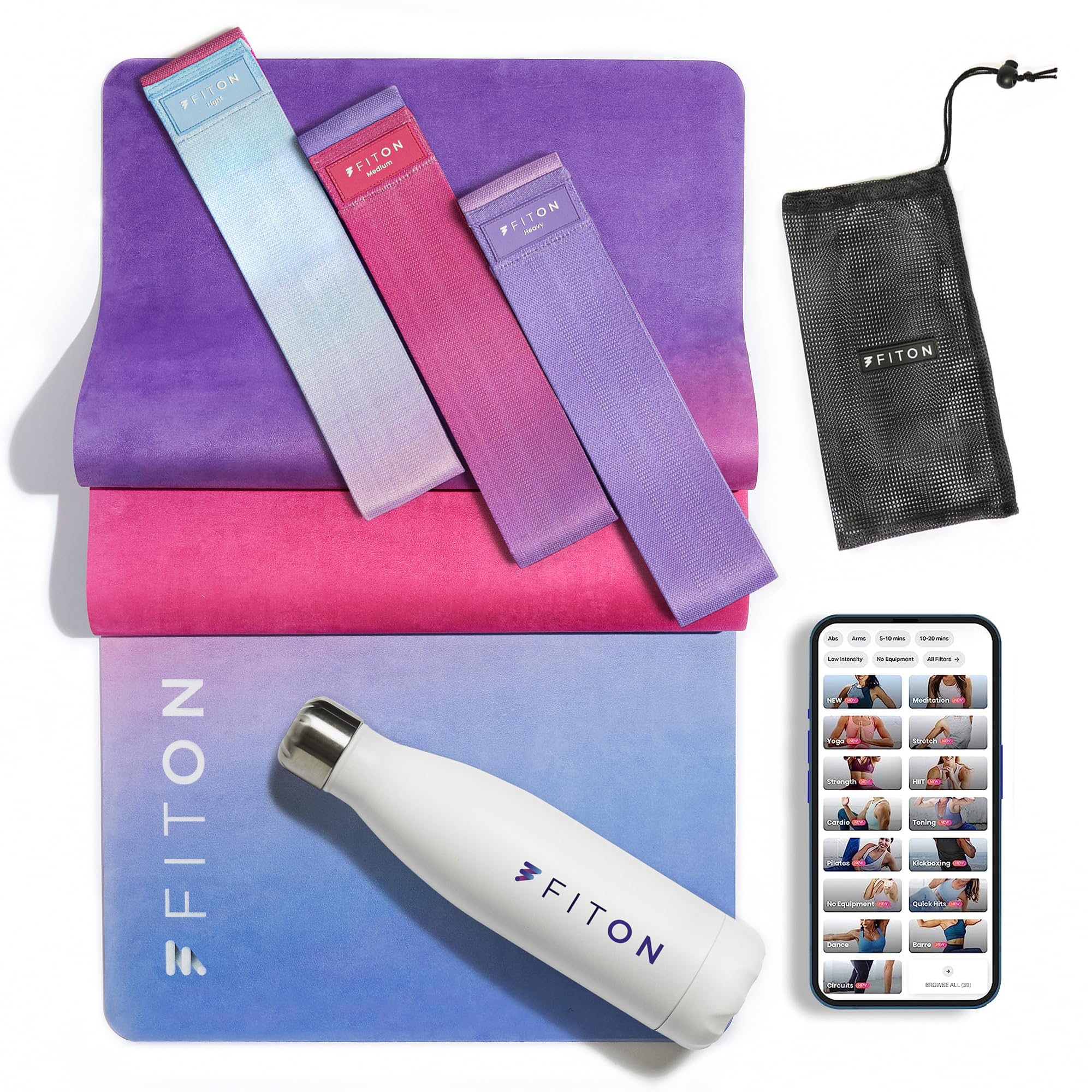 Beginner Yoga Starter Kit with Exercise Mat, Resistance Bands & Water Bottle - Sunset | Complete Yoga Set for Home, Gym & Outdoor Workouts | Perfect for Yoga, Pilates & Fitness Training