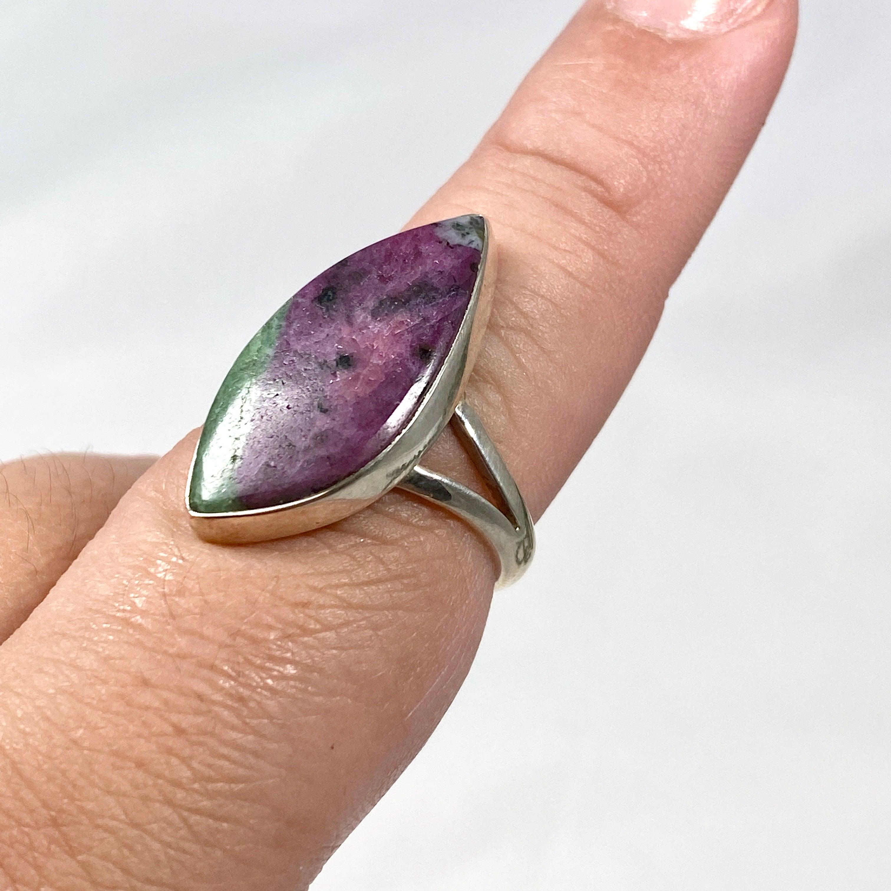 Natural Ruby in Zoisite Marquise Ring - Size 9 - KRGJ2444 - Elegant Jewelry for Women, Perfect for Weddings, Parties & Special Occasions