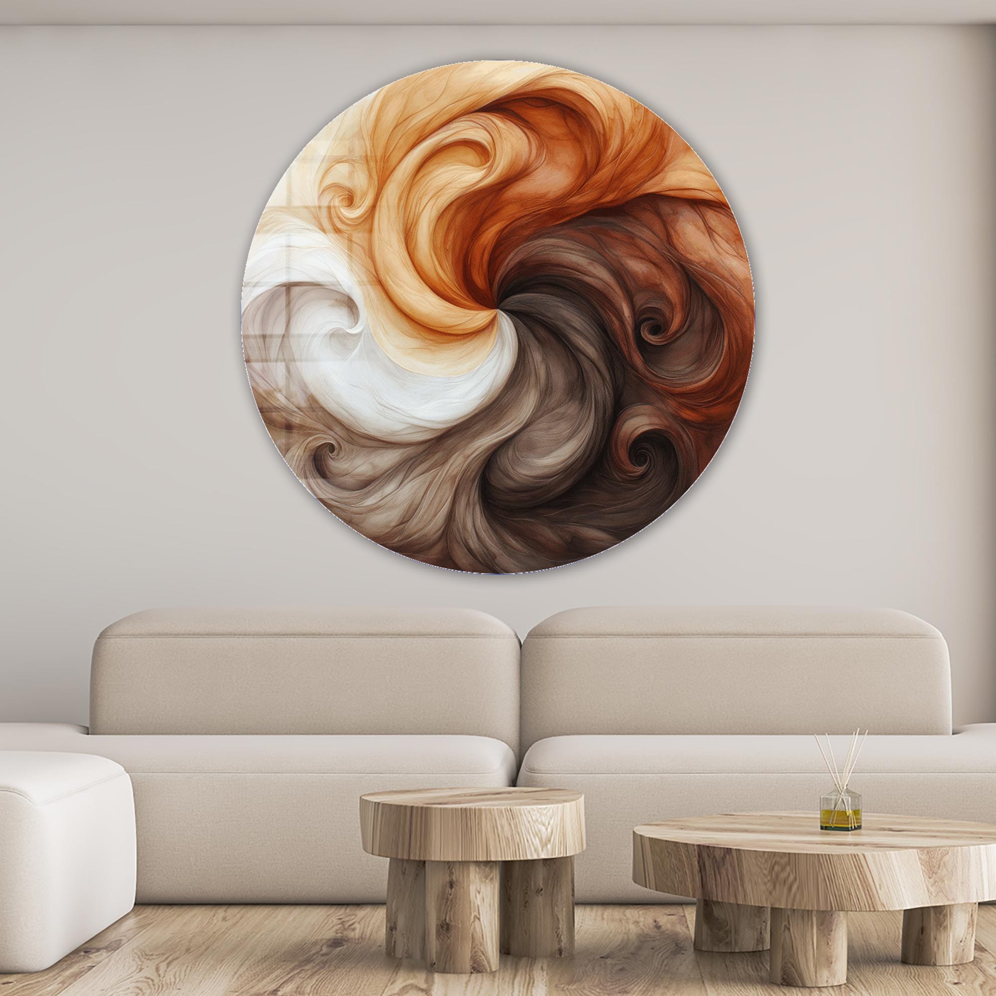 Tail Harmony Rounded Glass Wall Art - Elegant Home Decor for Living Room, Bedroom & Office - Perfect for Modern & Contemporary Interior Design