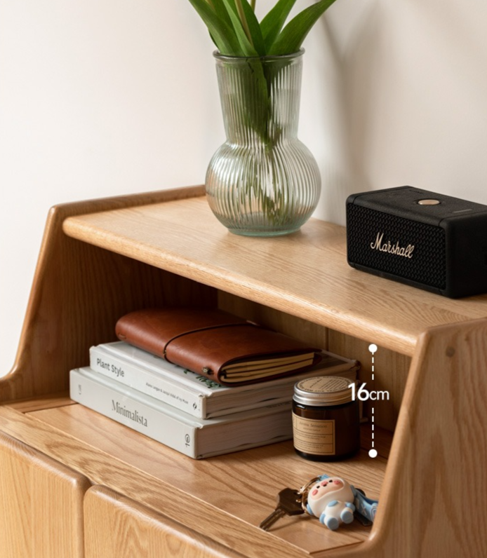 Solid Oak Wood Shoe Storage Cabinet - Organize Entryway & Closet - Perfect for Home, Apartment, and Office Organization
