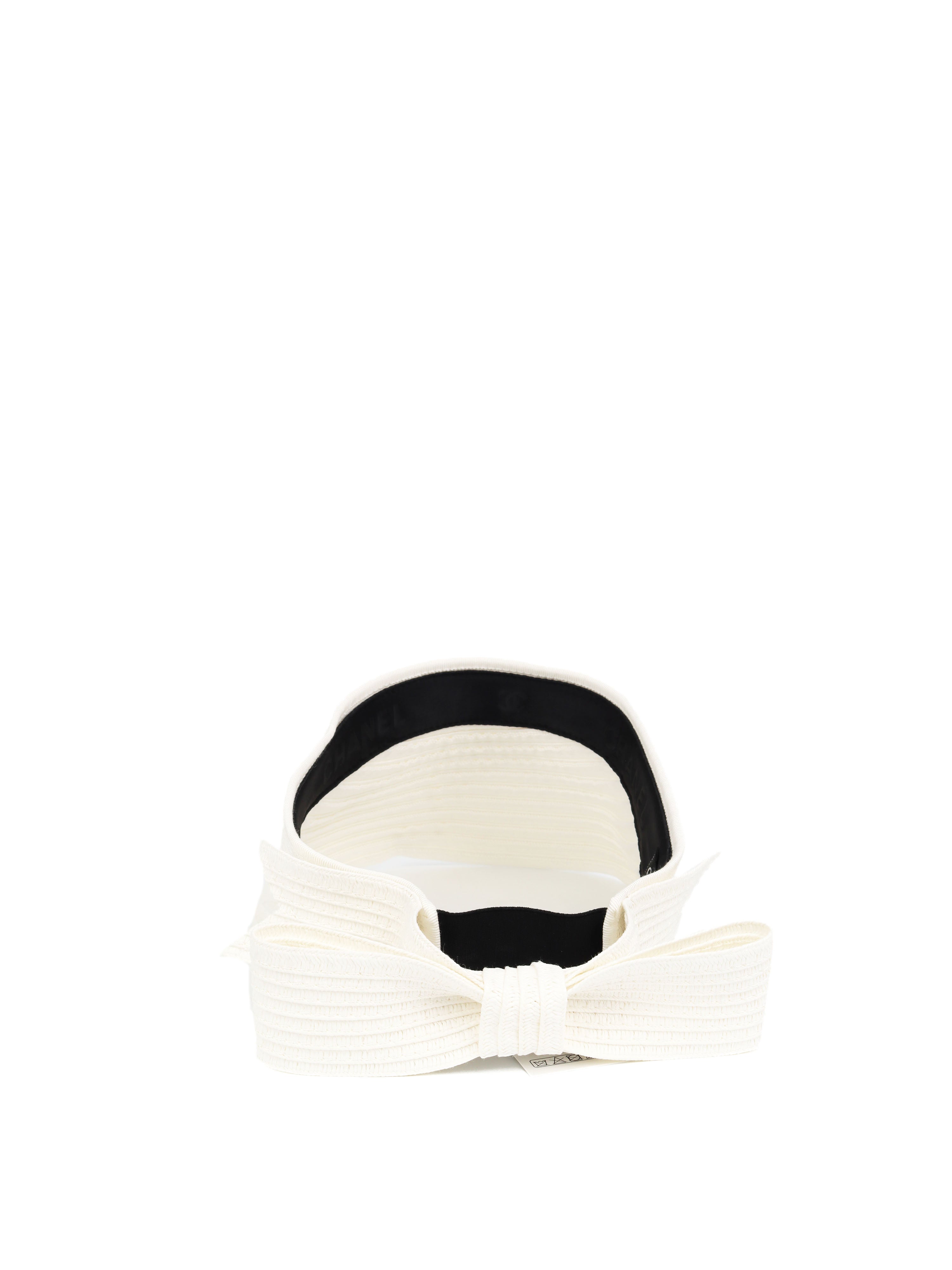 Chanel White Sun Visor Hat for Women - UV Protection Summer Beach Hat with Adjustable Strap | Perfect for Outdoor Activities, Beach Vacations & Fashion Accessories