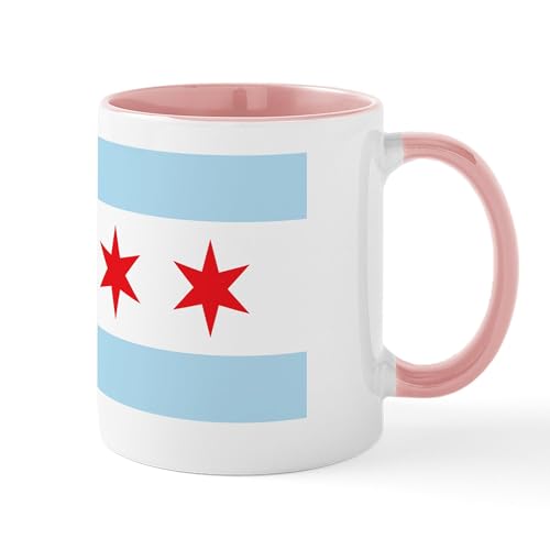 White/Pink Inside - Chicago Flag White Background Mug