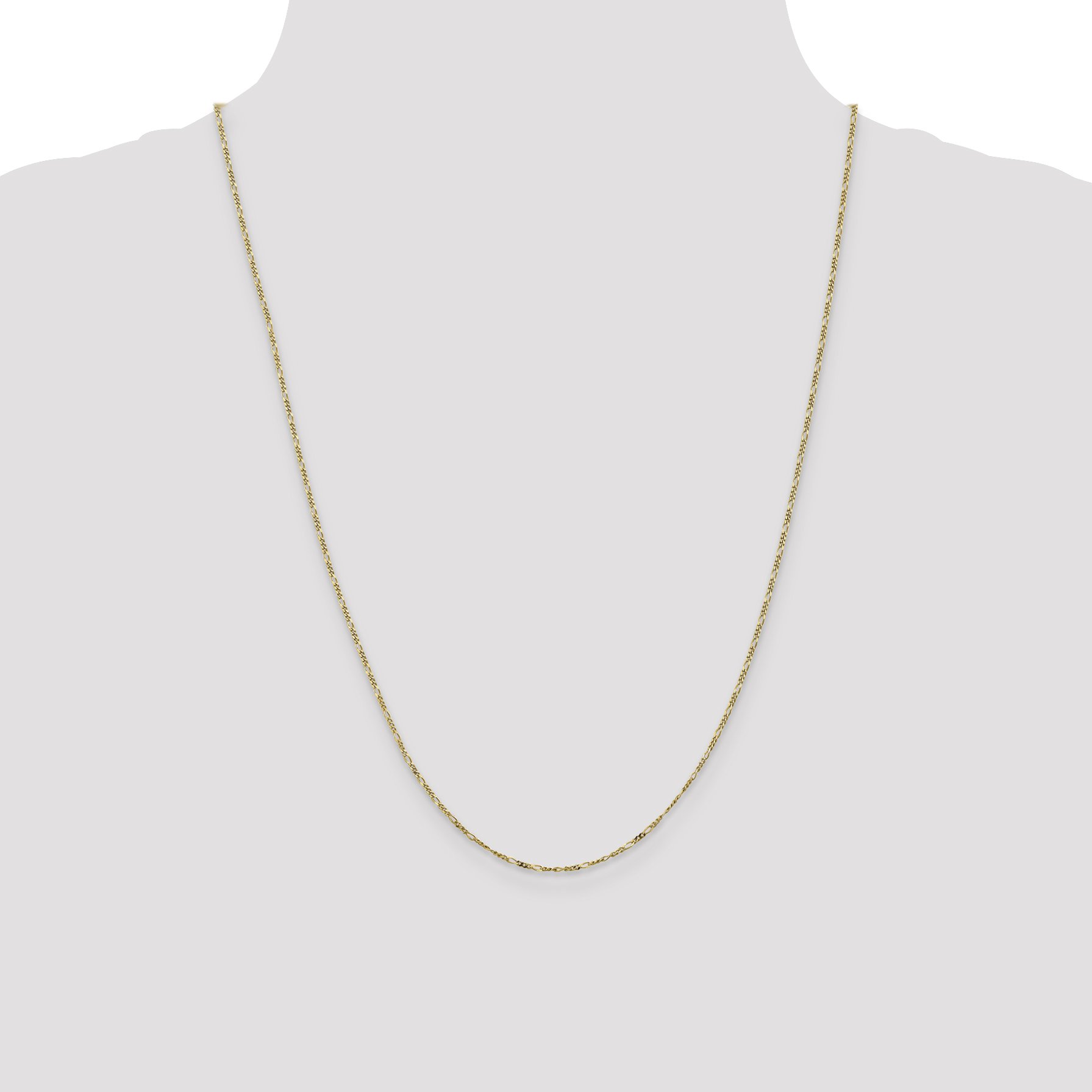 10K Yellow Gold Figaro Chain Anklet - 1.25mm Flat Solid Gold Ankle Bracelet for Women (16